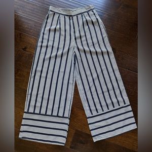 Women’s Cropped Navy & White Striped Pants